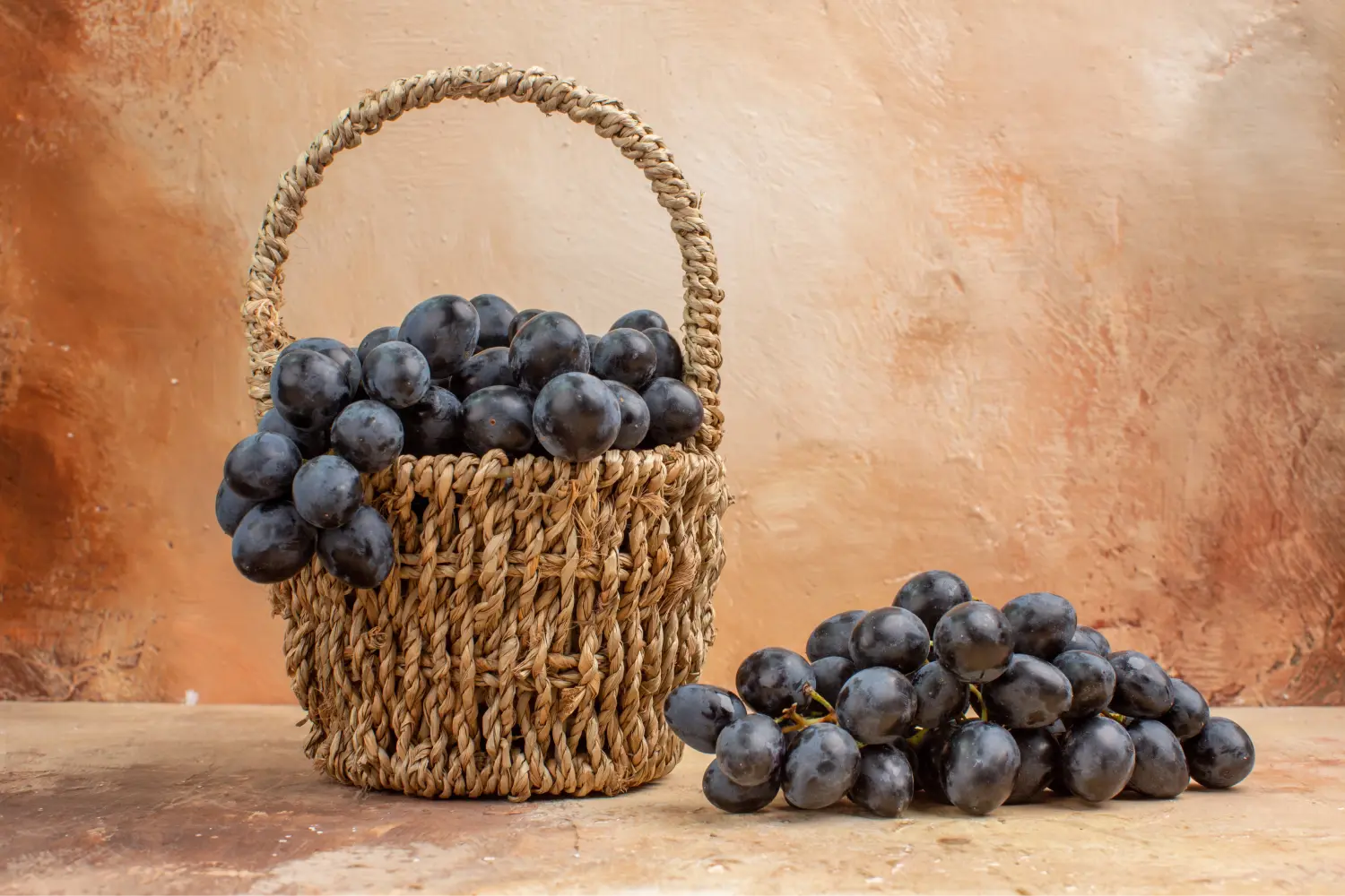 front-view-fresh-black-grapes-inside-basket-light-background-fruits-wine-color-photo